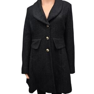 Kenneth Cole New York Wool Blend Walking Coat Peacoat Women 6 Black Bouche-like